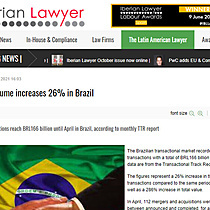 M&A volume increases 26% in Brazil